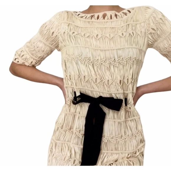 Diane Von Furstenberg Solar Macrame Belted Mini Dress Womens Size M NWT $595 - Picture 4 of 15